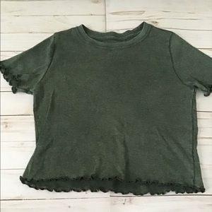 Aerie green ribbed xs short sleeve crop top. Like new condition.